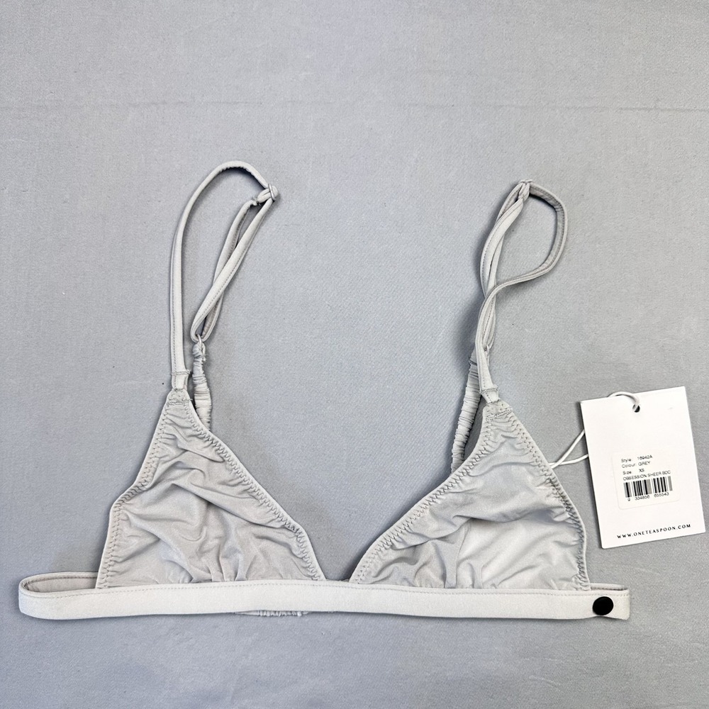One Teaspoon Obsession Sheer Bralette Womens XS Grey Mesh Triangle‎ Bikini Top